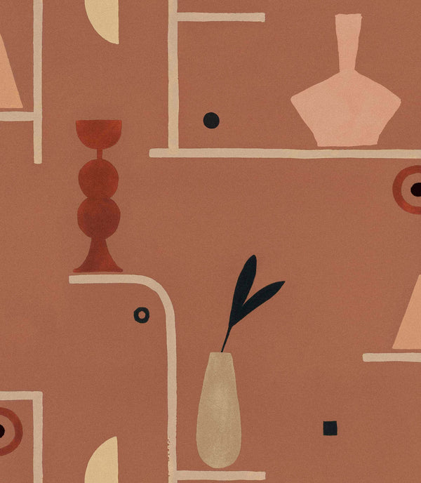 Archaeological Forms Red Wallcovering | Tres Tintas
