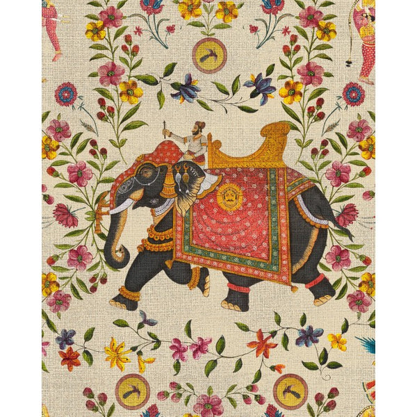 Aristocracy Taupe - Taupe, Black, Yellow, Orange, Red Wallcovering | Mind the Gap