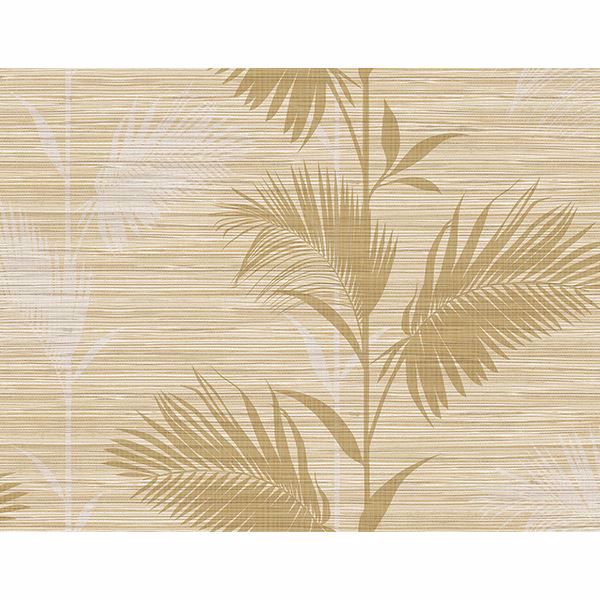 Away On Holiday Beige Palm Wallcovering | Jeffrey Stevens
