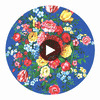 Ayaanle Dark Blue Dutch Painters Floral Wallcovering Circular Swatch | LA Walls