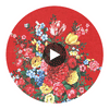 Ayaanle Red Dutch Painters Floral Wallcovering Circular Swatch | LA Walls