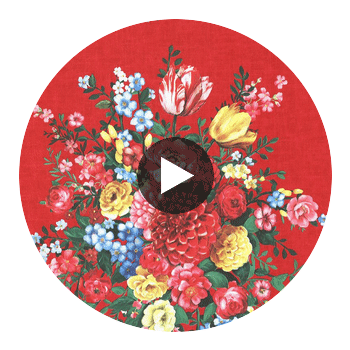 Ayaanle Red Dutch Painters Floral Wallcovering Circular Swatch | LA Walls