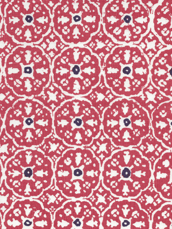 Nitik Ii Azalea Plum on Tint Screen Printed - Off-White Fabric | China Seas