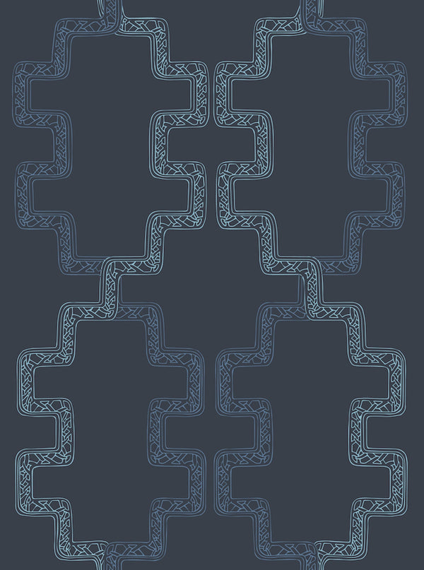 Tribal Lattice Blue | Phillipe Romano Screen Prints