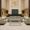 Woven Geometric Texture Aqua Mist Upholstered Sofa | Architectural Fabrics