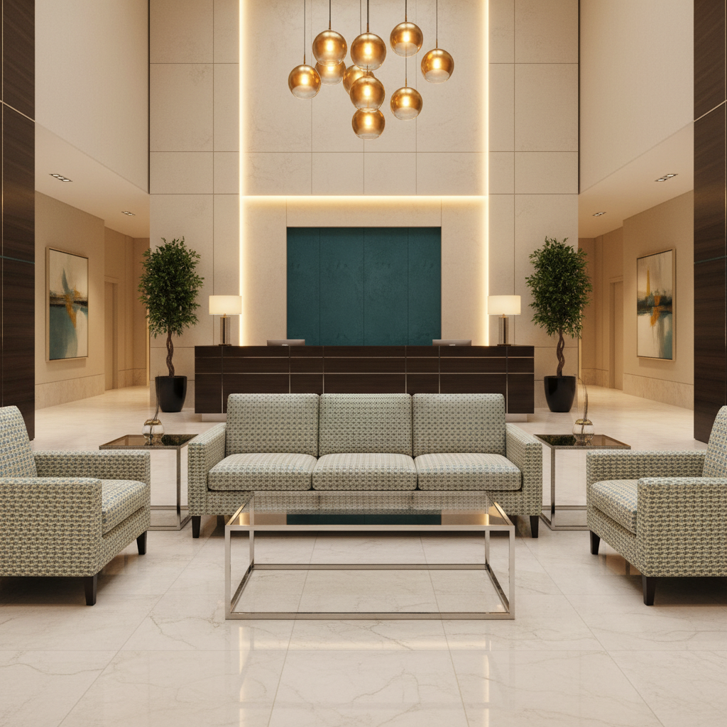 Woven Geometric Texture Aqua Mist Upholstered Sofa | Architectural Fabrics