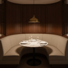 Brushed Linen Weave Oatmeal Beige Upholstered Banquette | Architectural Fabrics