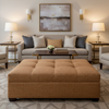 Woven Crosshatch Texture Rustic Sienna Upholstered Ottoman | Architectural Fabrics
