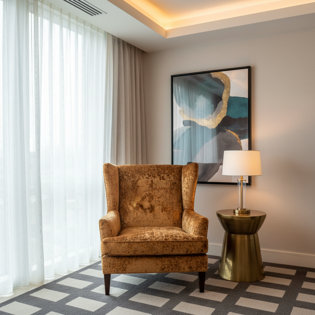 Crushed Velvet Texture Burnished Bronze Upholstered Chair | Architectural Fabrics