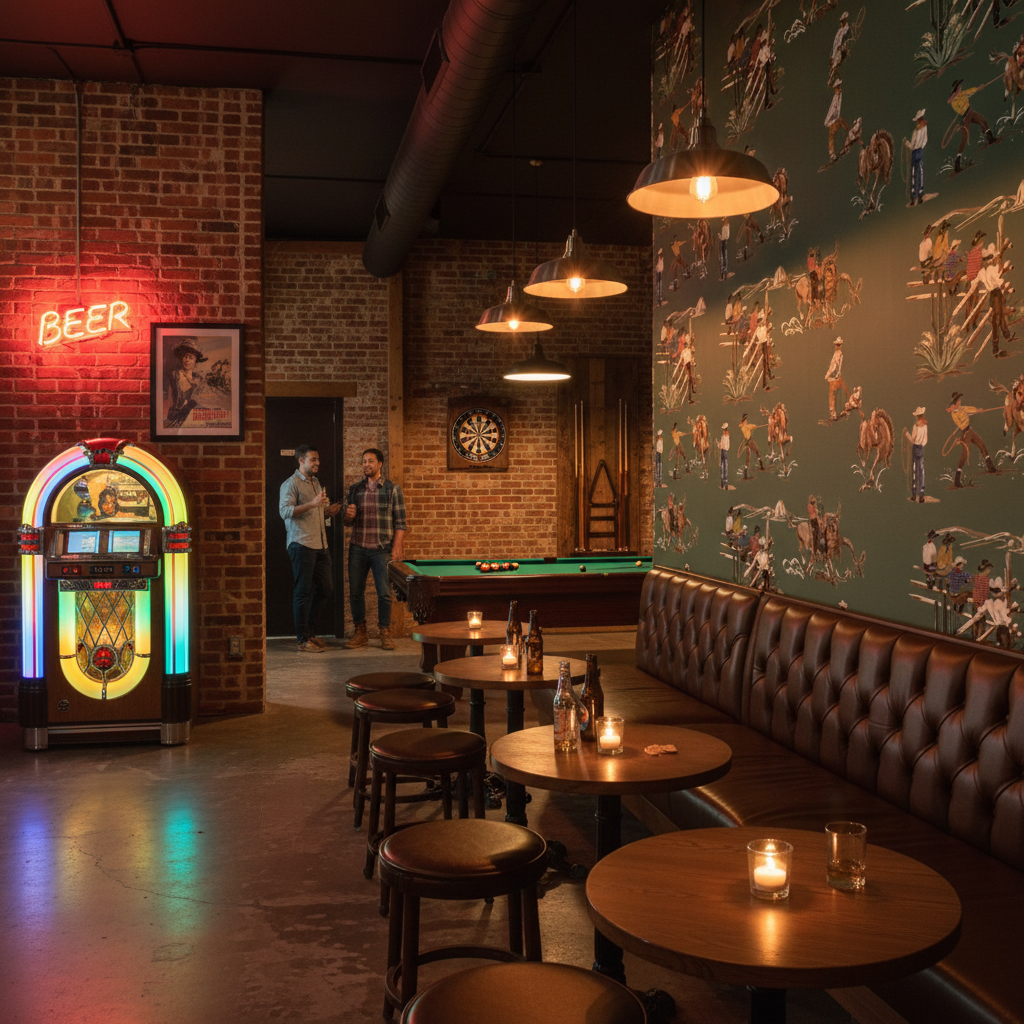 The Original Yeeha 1950's Cowboy Retro | Architectural Wallcoverings - Retro Western Lounge Room Setting