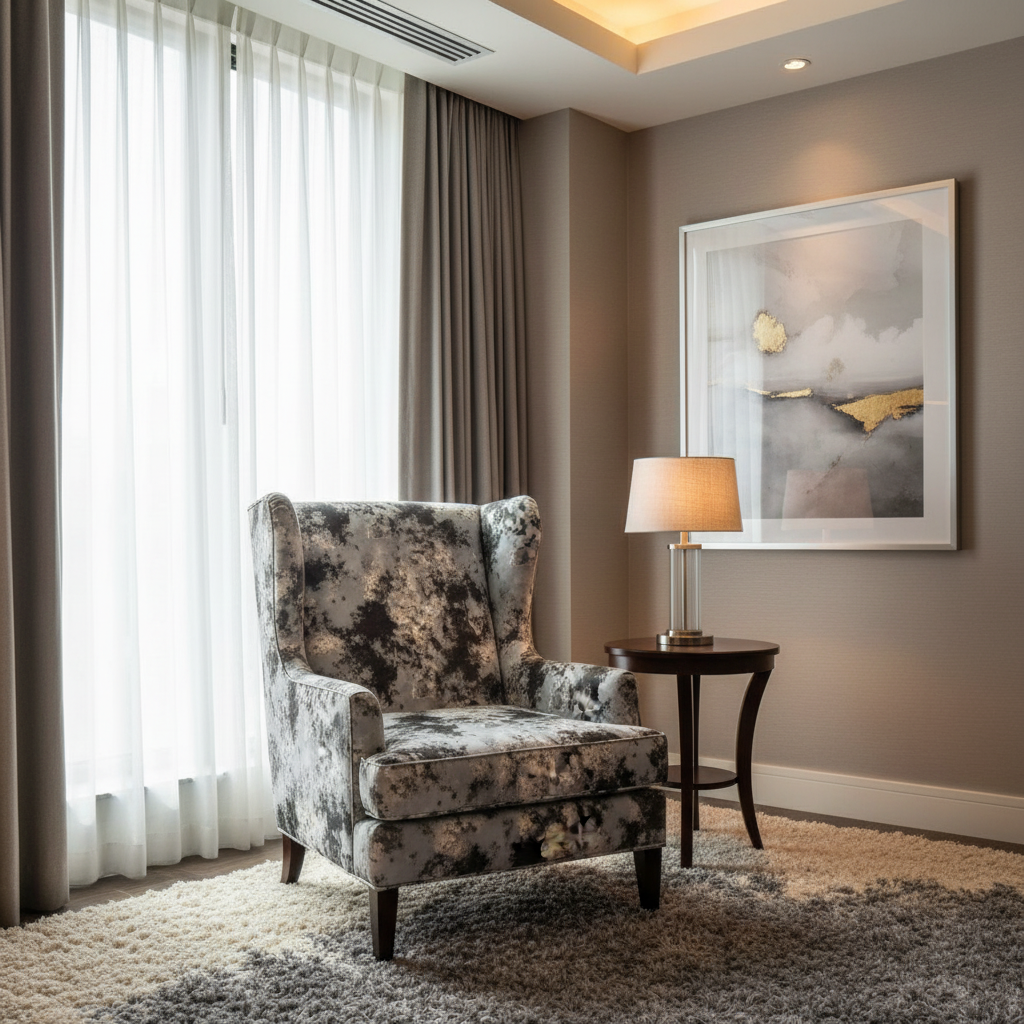 Distressed Cloud Texture Granite Stone Upholstered Chair | Architectural Fabrics