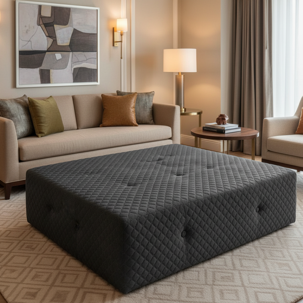 Thatch Cay - Seal Upholstered Ottoman | Architectural Fabrics