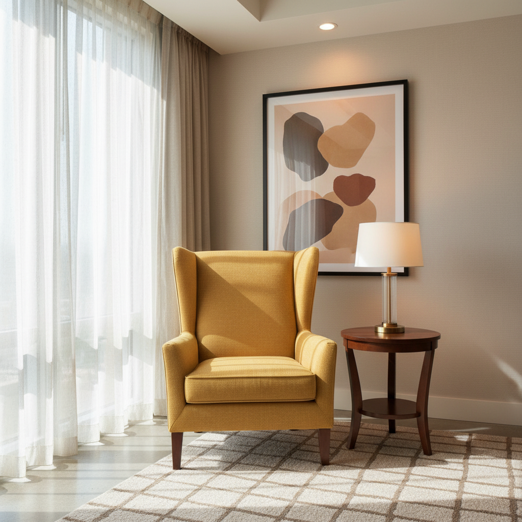 Brushed Linen Weave Goldenrod Yellow Upholstered Chair | Architectural Fabrics