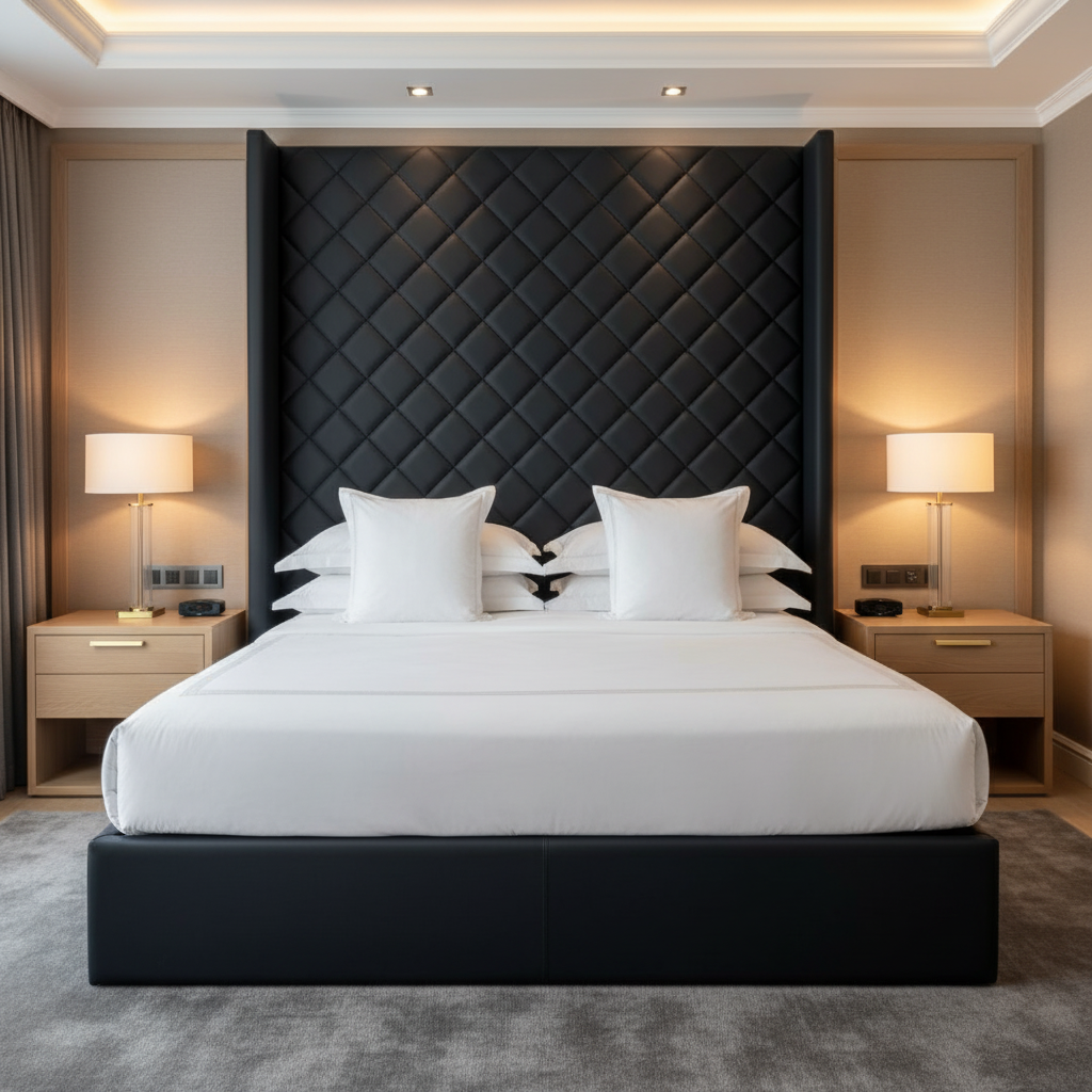 Tyrell Bay - Ink Upholstered Headboard | Architectural Fabrics