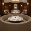 Subtle Woven Texture Soft Taupe Upholstered Banquette | Architectural Fabrics