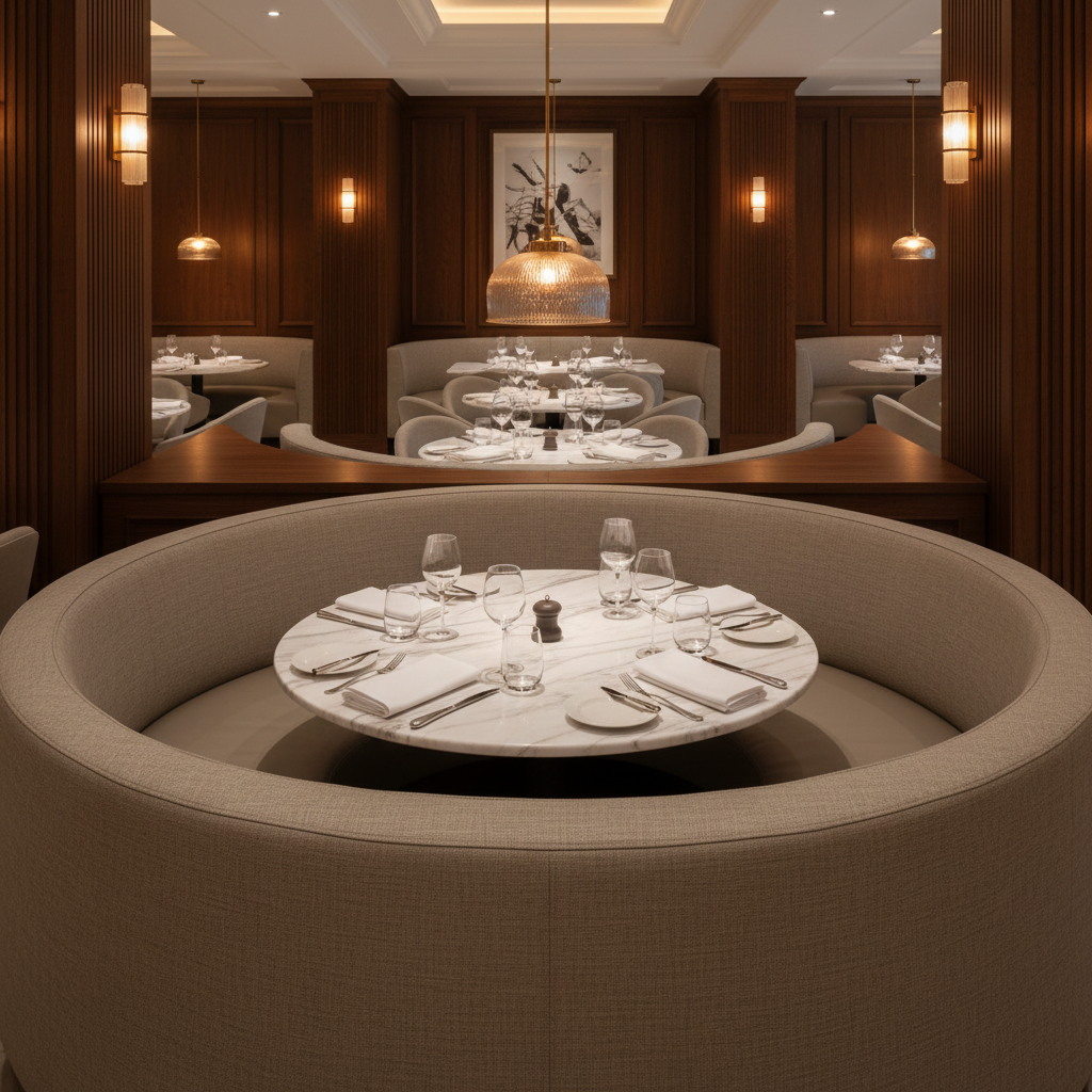Subtle Woven Texture Soft Taupe Upholstered Banquette | Architectural Fabrics