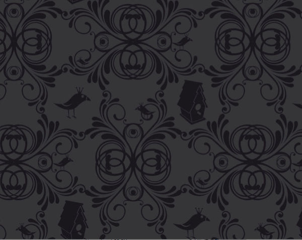 Coo Coo a Doo - Black on Black - Pattern Design Lab