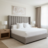 Smooth Concrete Texture Soft Gray Upholstered Headboard | Architectural Fabrics