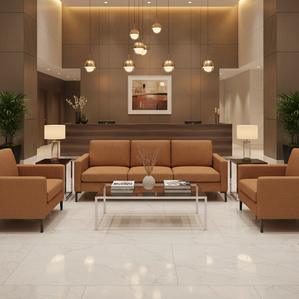 Fine Woven Texture Burnt Sienna Upholstered Sofa | Architectural Fabrics