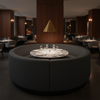 Smooth Matte Texture Deep Charcoal Upholstered Banquette | Architectural Fabrics