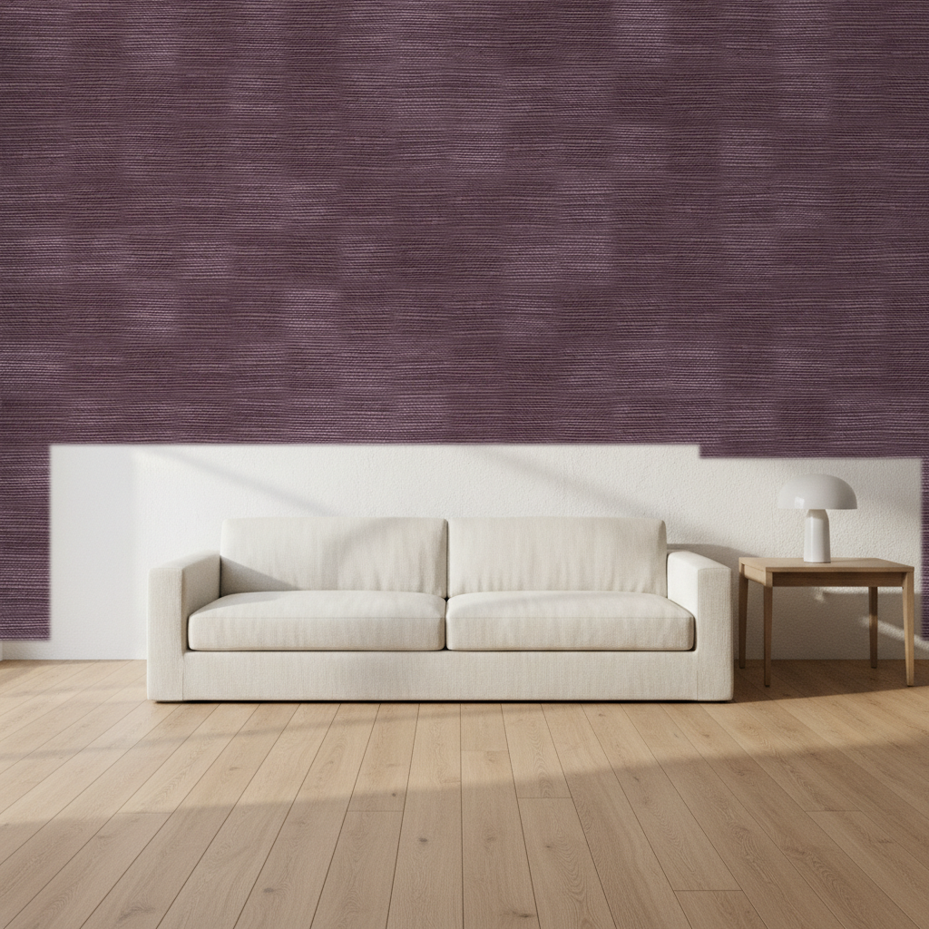 Nantucket Grasscloth Deep Plum Wallcovering | Phillipe Romano room setting