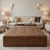 Fine Pebble Grain Rich Umber Upholstered Ottoman | Architectural Fabrics