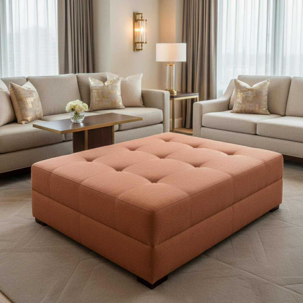 Amalfi - Terracotta Indoor/Outdoor Vinyl Upholstered Ottoman | Architectural Fabrics
