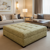 Woven Crosshatch Texture Soft Olive Upholstered Ottoman | Architectural Fabrics