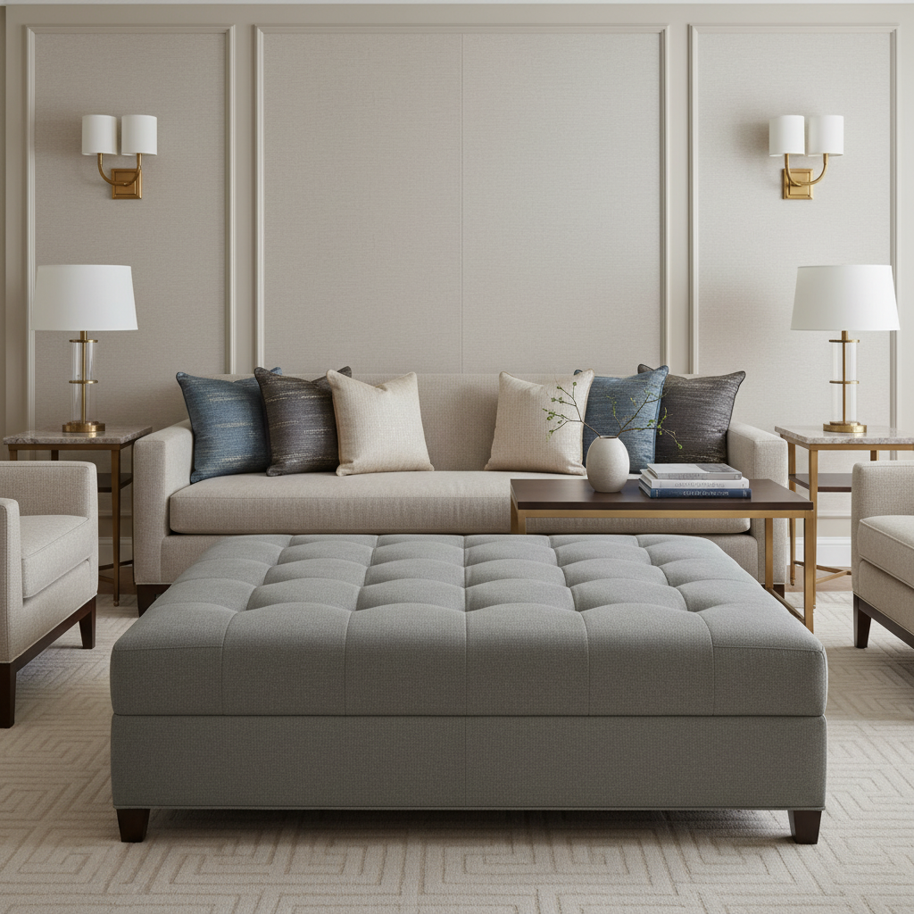 Aragon - Iron Ore Performance Vinyl Upholstered Ottoman | Architectural Fabrics