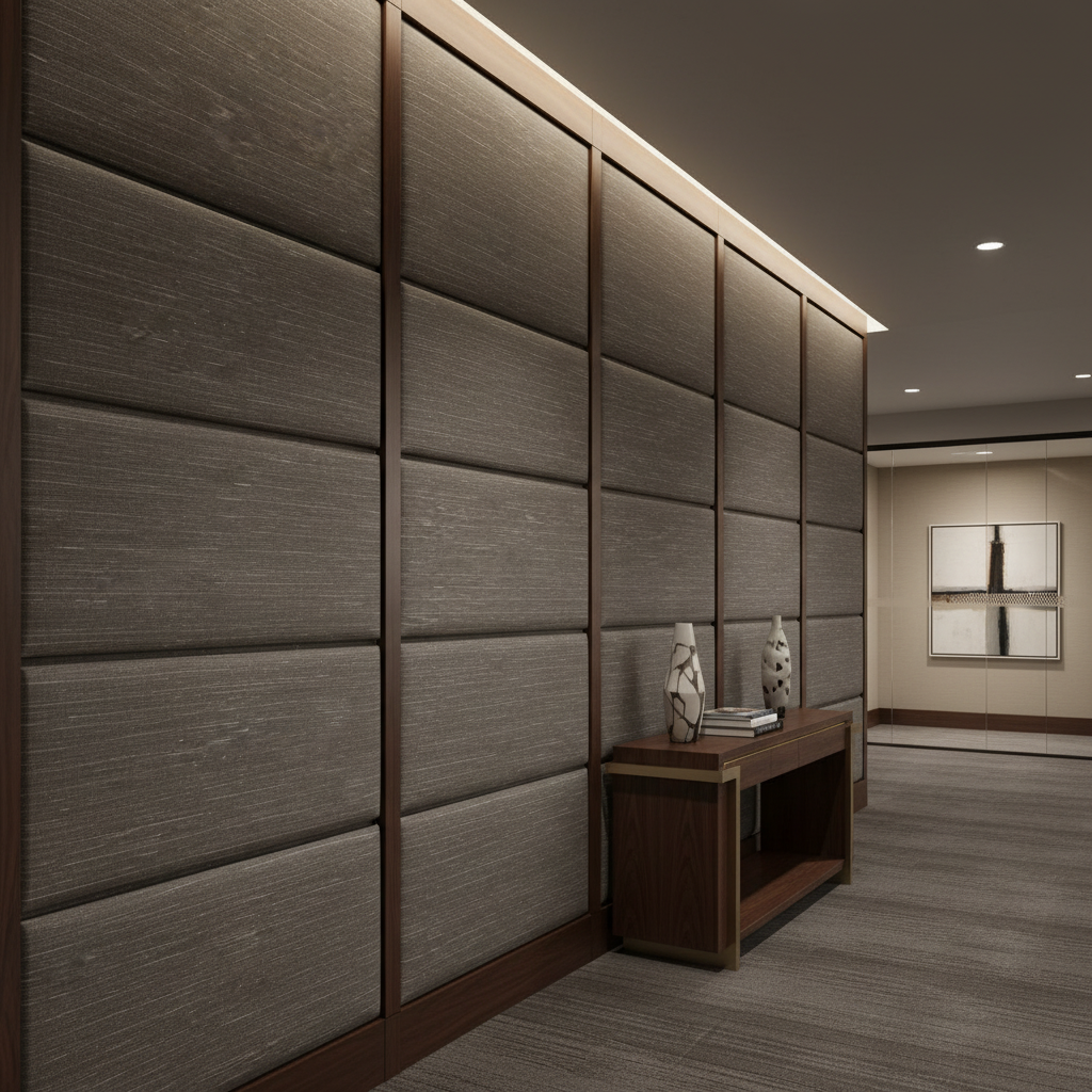 Tradewind Trace - Charcoal Upholstered Wall Panel | Architectural Fabrics
