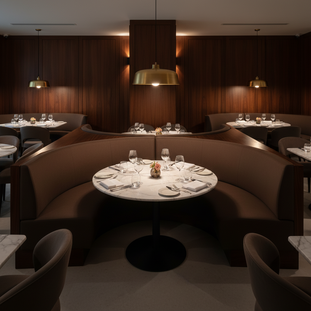 Fine Leather Grain Dark Chocolate Upholstered Banquette | Architectural Fabrics