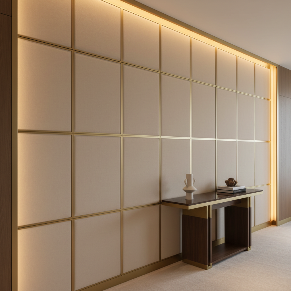 Smooth Subtle Texture Pale Sand Upholstered Wall Panel | Architectural Fabrics