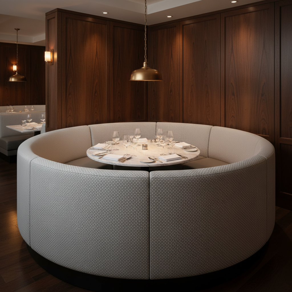 Steeple Reef - Haze Upholstered Banquette | Architectural Fabrics