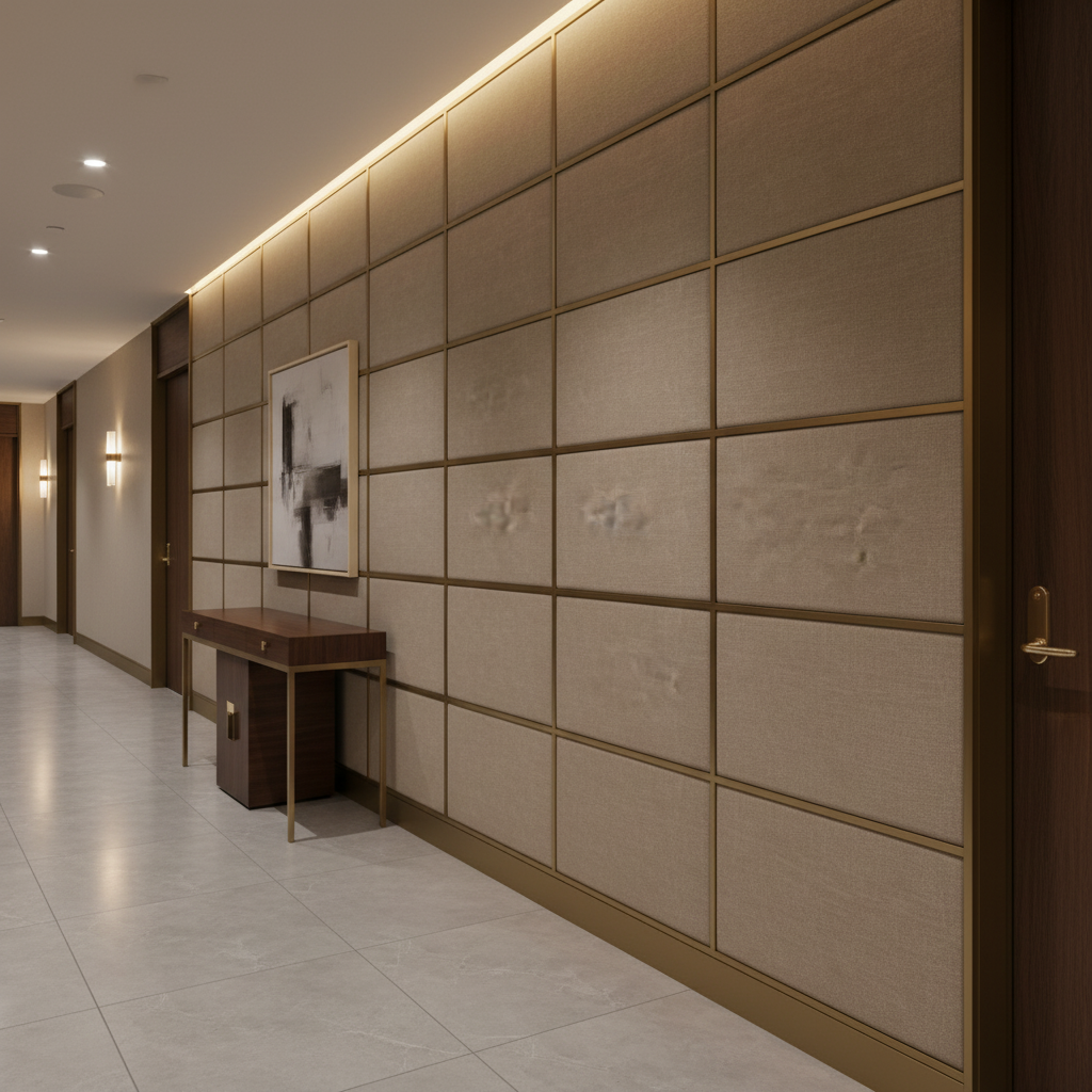Subtle Pebble Texture Mushroom Taupe Upholstered Wall Panel | Architectural Fabrics