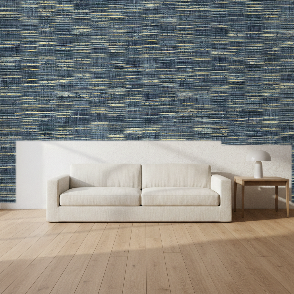 Nantucket Grasscloth Dark Denim Wallcovering | Phillipe Romano room setting