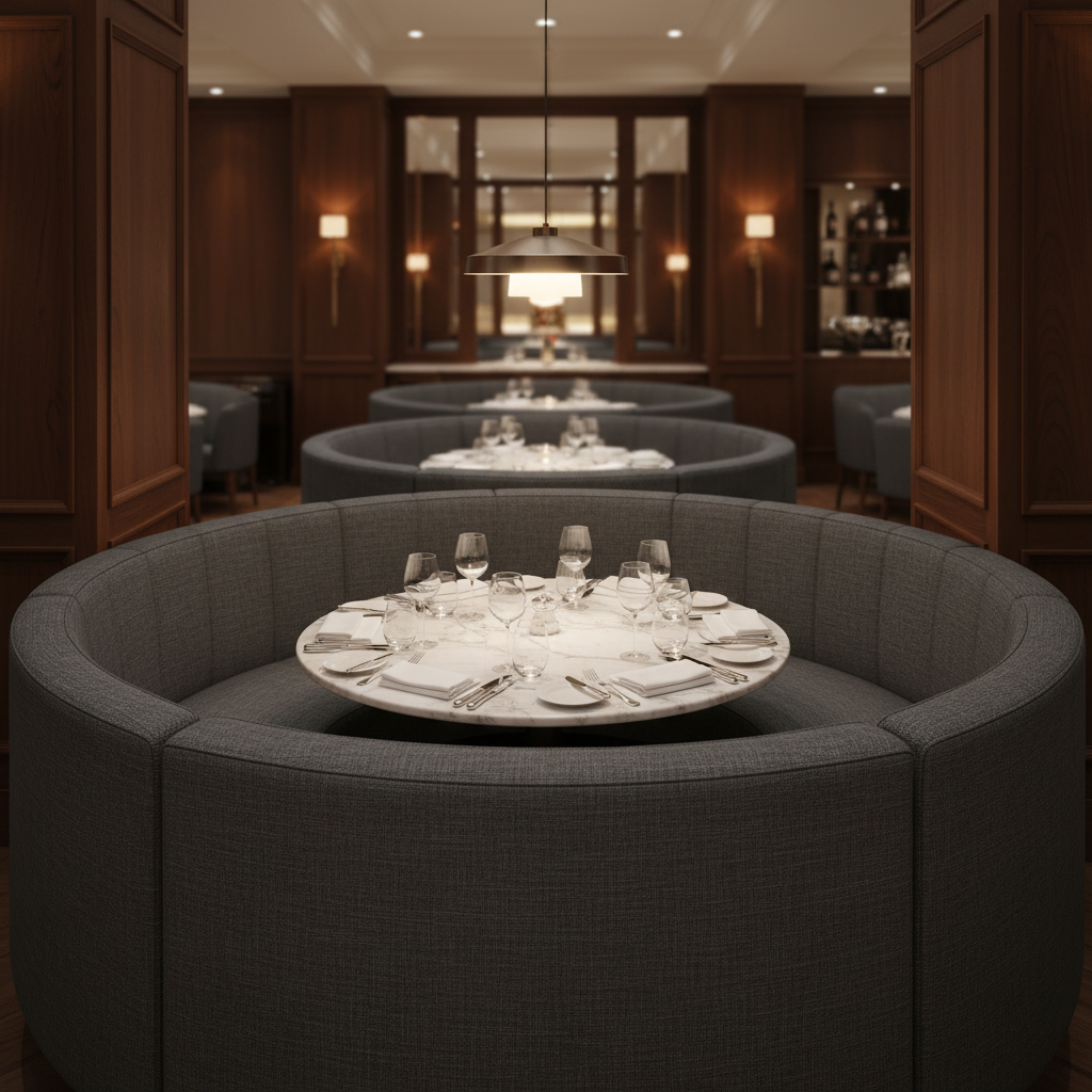 Fine Woven Texture Deep Graphite Upholstered Banquette | Architectural Fabrics