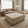 Subtle Pebble Grain Soft Sand Upholstered Ottoman | Architectural Fabrics