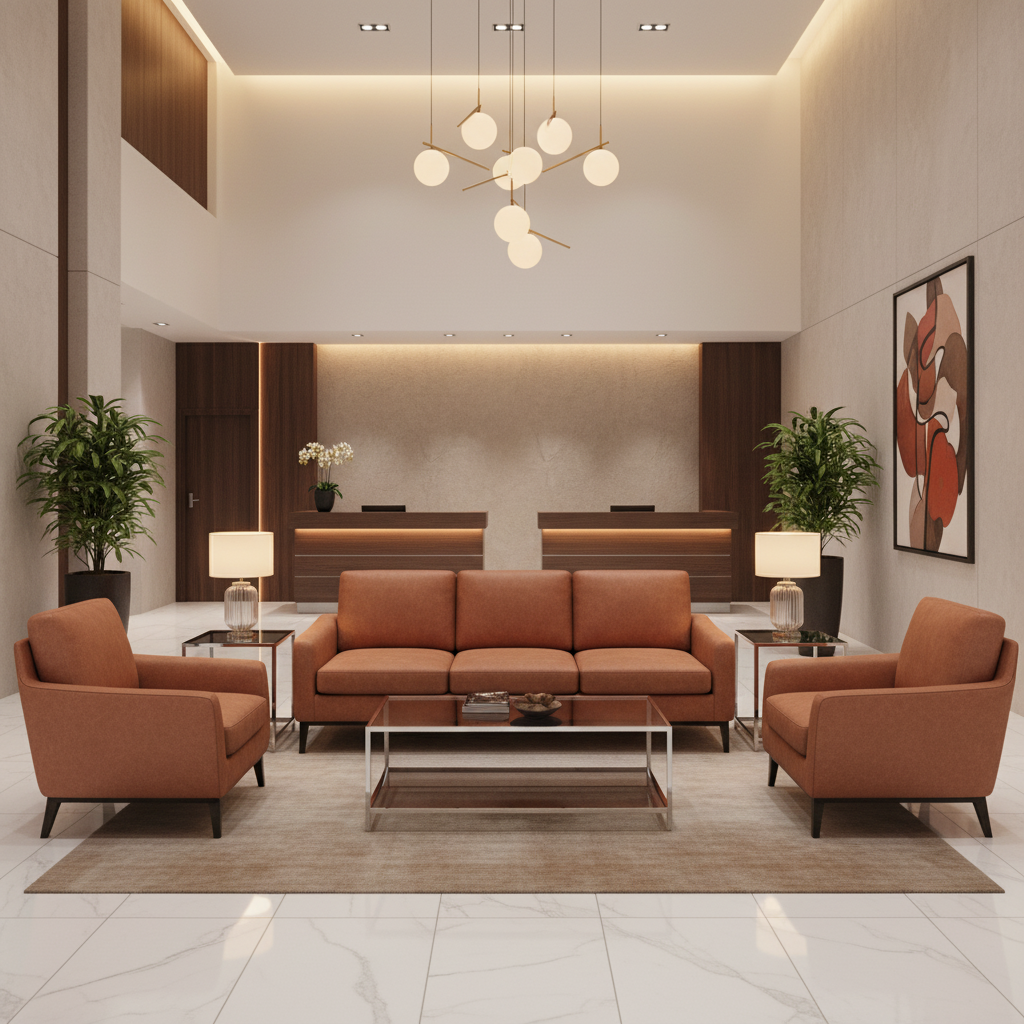 Fine Pebble Grain Burnt Sienna Upholstered Sofa | Architectural Fabrics