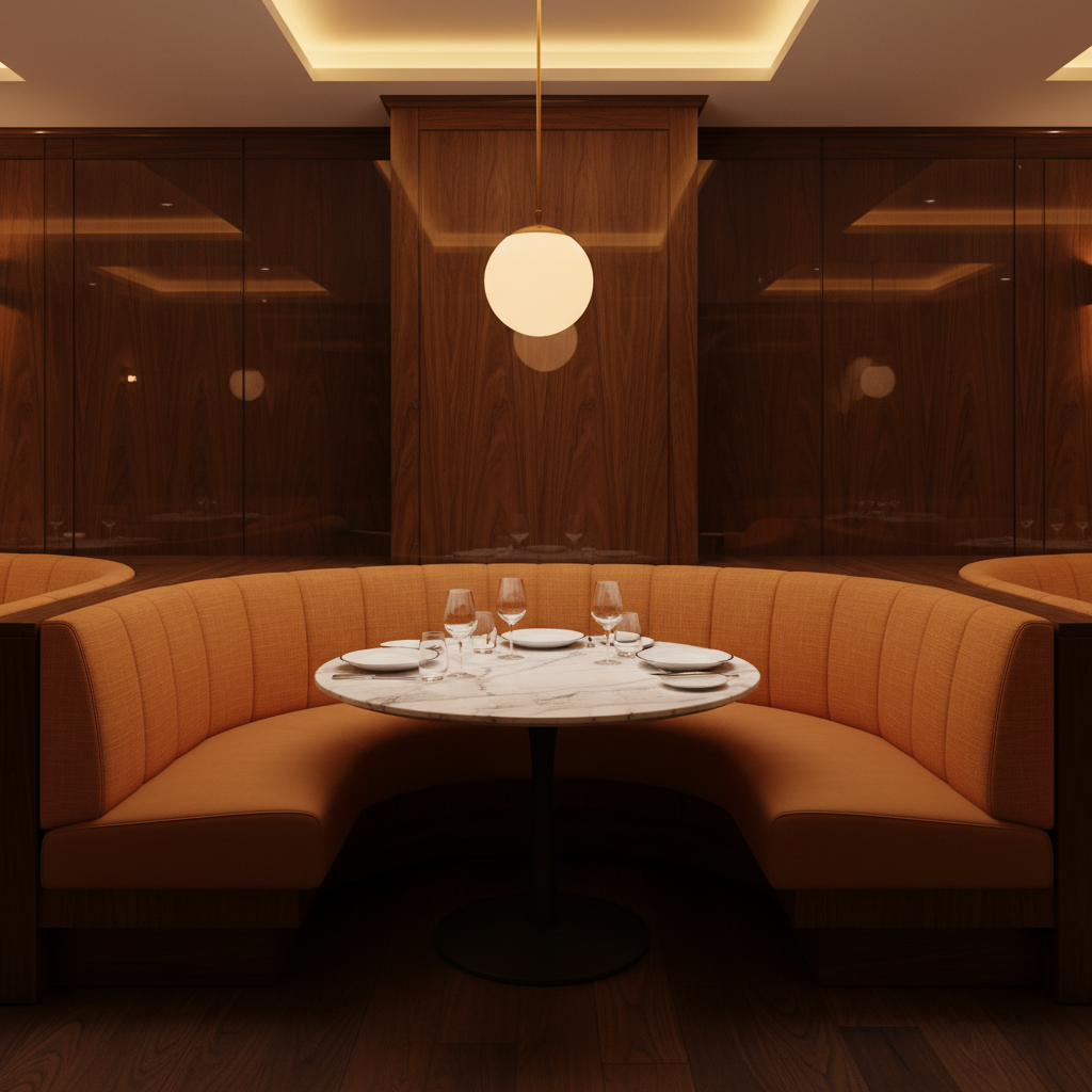 Triangle Reef - Saffron Upholstered Banquette | Architectural Fabrics
