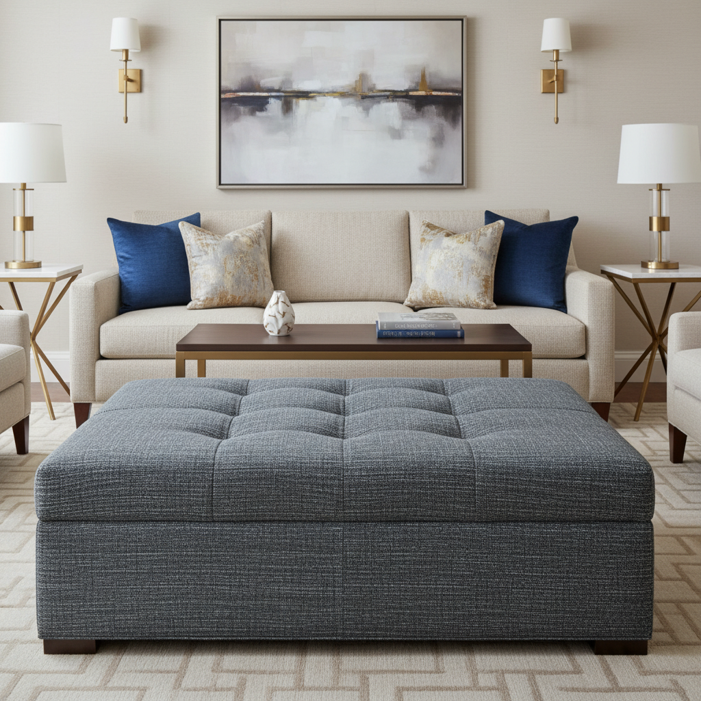 Tumble Reef - Cadet Upholstered Ottoman | Architectural Fabrics