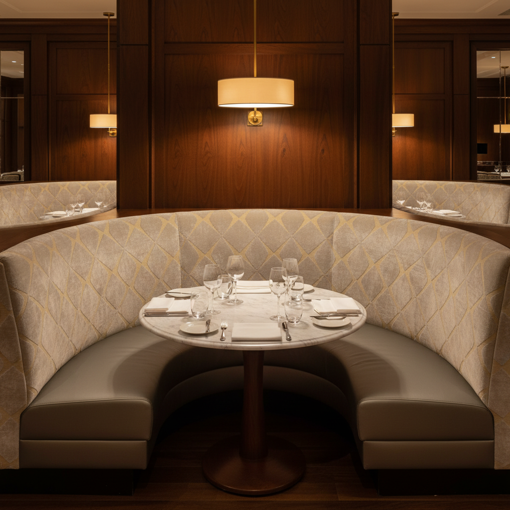Diamond Velvet Texture Iced Pearl Upholstered Banquette | Architectural Fabrics