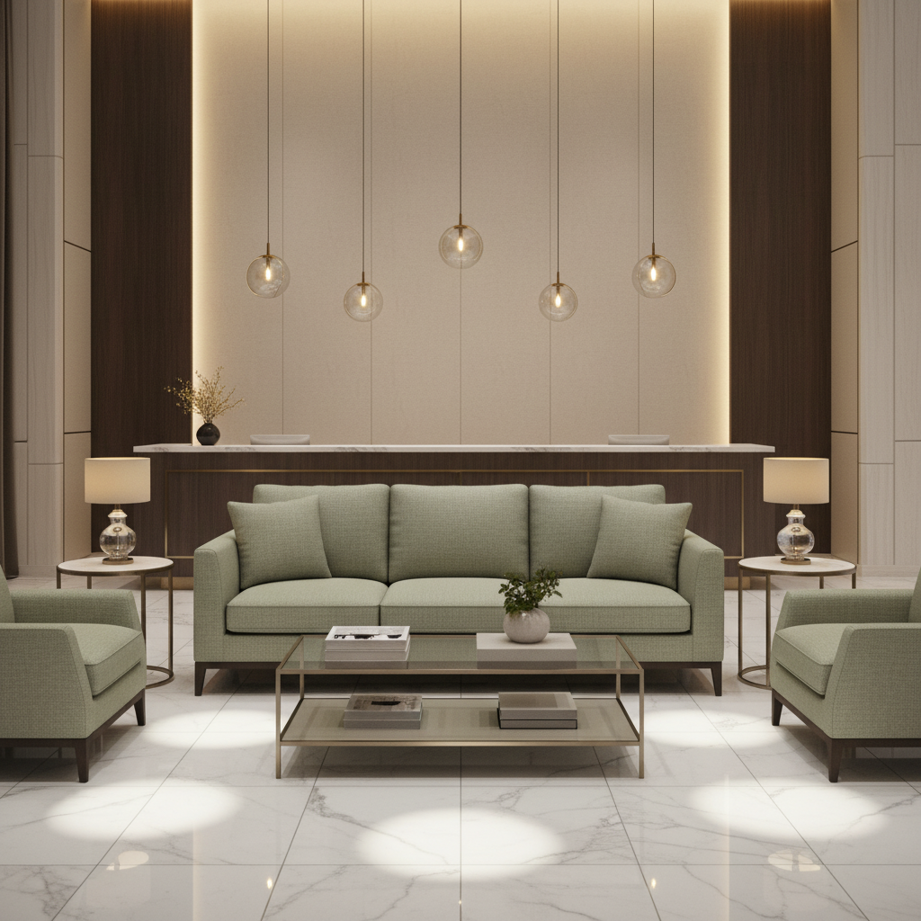 Fine Woven Texture Soft Sage Upholstered Sofa | Architectural Fabrics