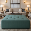 Fine Woven Texture Teal Lagoon Upholstered Ottoman | Architectural Fabrics