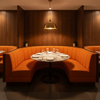 Smooth Pebble Grain Tangerine Dream Upholstered Banquette | Architectural Fabrics