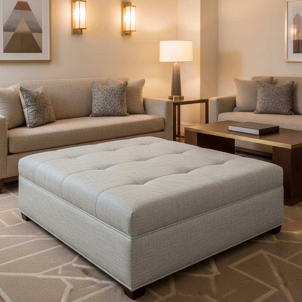 Tweed Bay - Porcelain Upholstered Ottoman | Architectural Fabrics