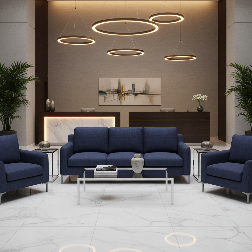 Subtle Velvet Texture Deep Indigo Upholstered Sofa | Architectural Fabrics