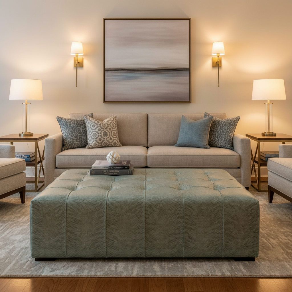 Snake Cay - Porcelain Upholstered Ottoman | Architectural Fabrics
