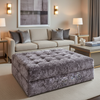 Crushed Velvet Texture Amethyst Smoke Upholstered Ottoman | Architectural Fabrics