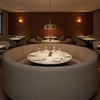 Subtle Linen Weave Smoked Taupe Upholstered Banquette | Architectural Fabrics