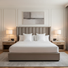 Woven Linen Texture Soft Taupe Upholstered Headboard | Architectural Fabrics